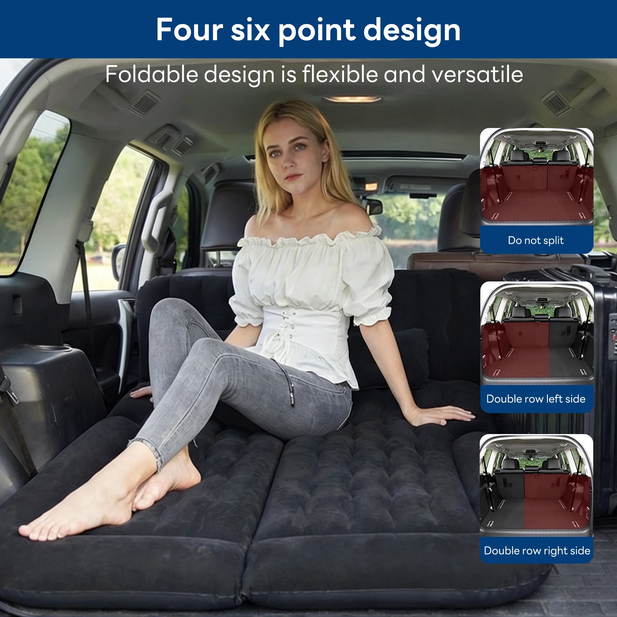 Flanxus Luxury Black Foldable Car Air Mattress Bed with Electric Pump (Pack of 10)