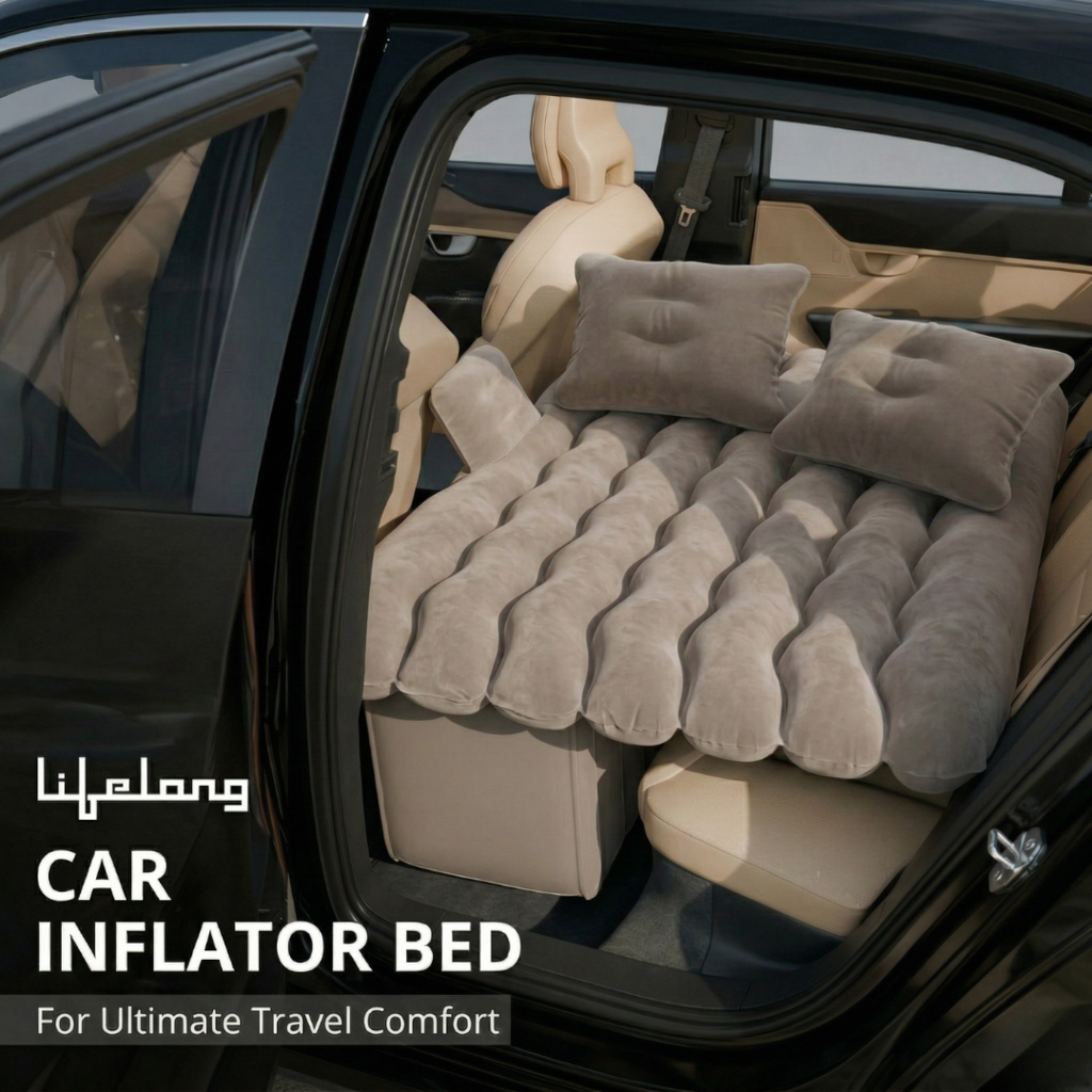 Flanxus Luxury Beige Foldable Car Air Mattress Bed with Electric Pump (Pack of 10)