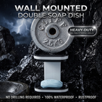 Soap Caddy - 360° Rotating Double-Tier Wall-Mounted Soap Holder with Dual Drainage Trays | No-Drill Space-Saving Bathroom Organizer for Home & Bathroom
