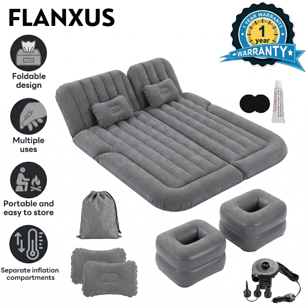 Flanxus Luxury Gray Foldable Car Air Mattress Bed with Electric Pump (Pack of 10)