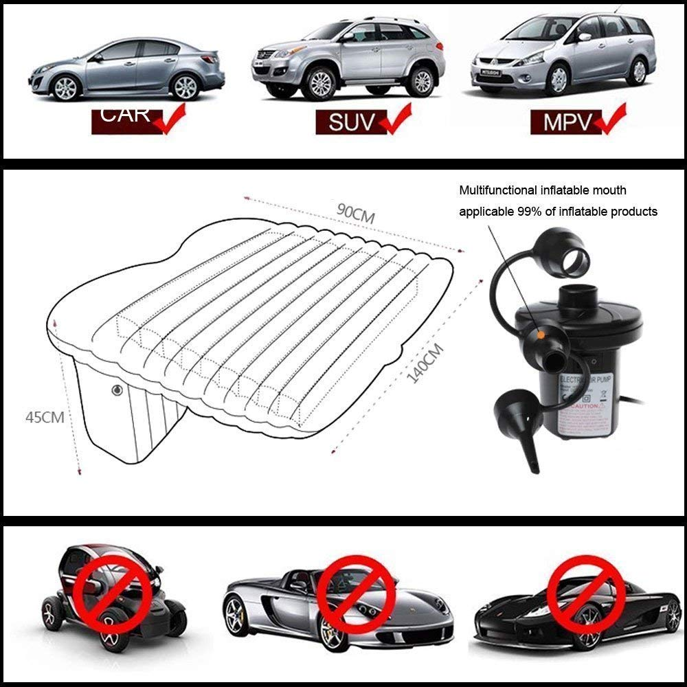 Flanxus Luxury Gray Foldable Car Air Mattress Bed with Electric Pump (Pack of 10)