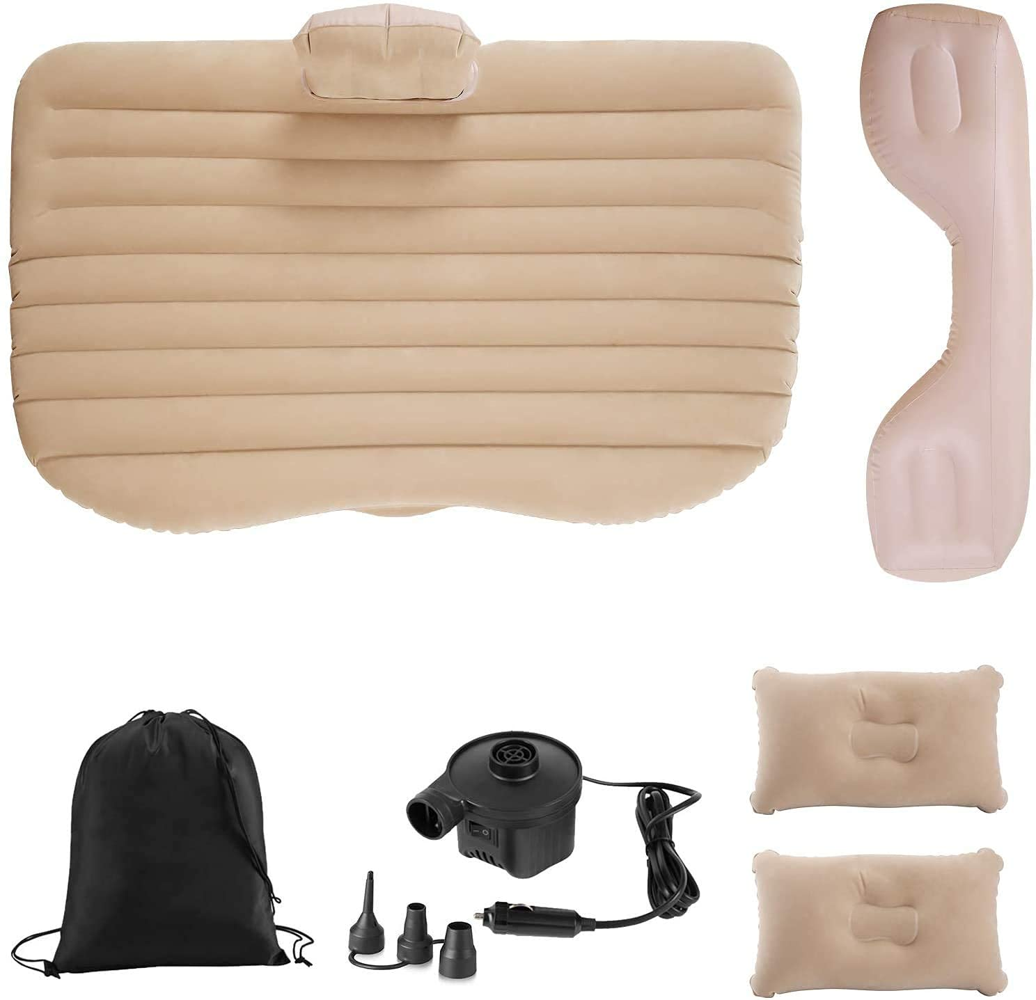Flanxus Luxury Beige Foldable Car Air Mattress Bed with Electric Pump (Pack of 10)