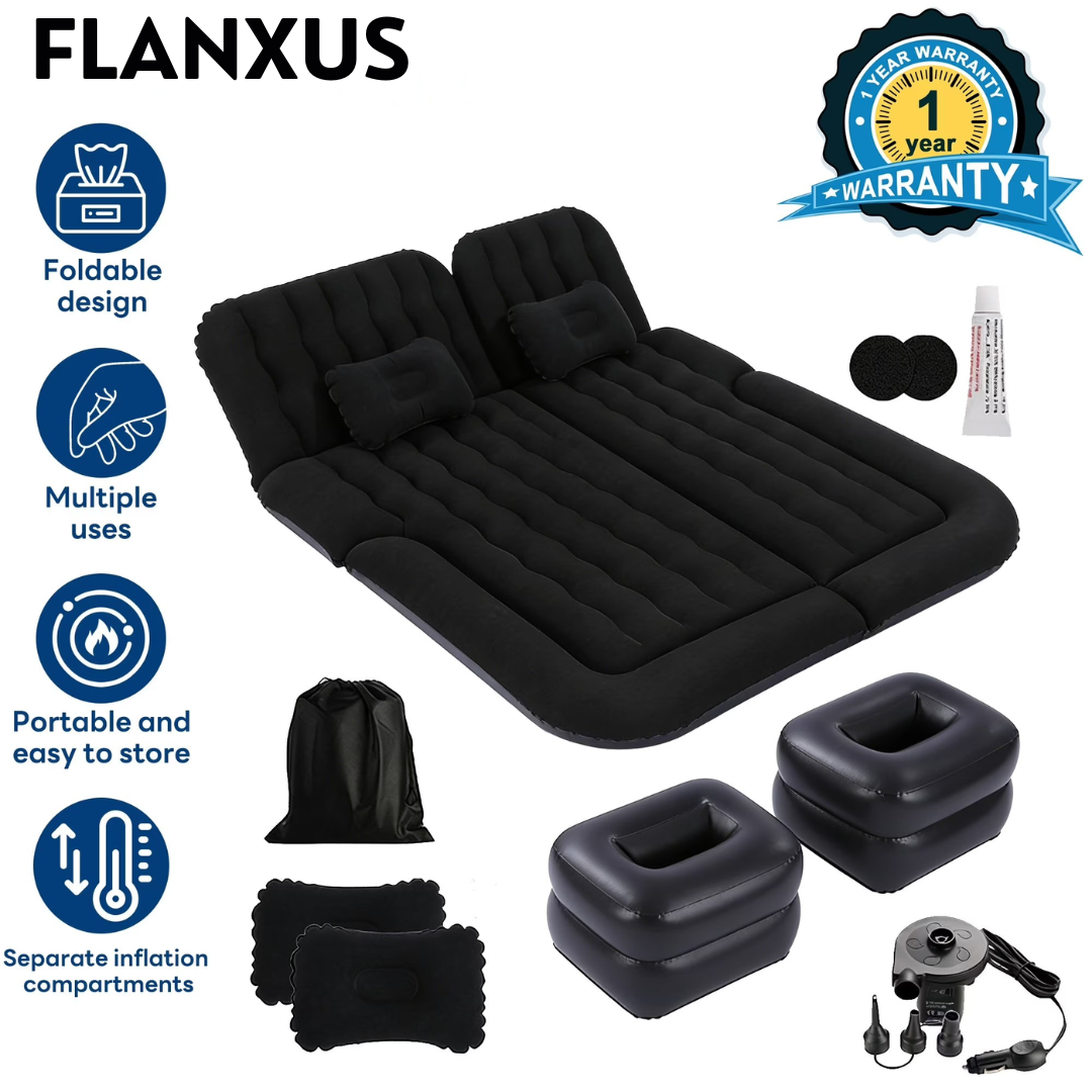 Flanxus Luxury Black Foldable Car Air Mattress Bed with Electric Pump (Pack of 10)