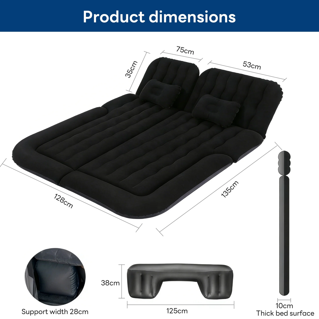 Flanxus Luxury Black Foldable Car Air Mattress Bed with Electric Pump (Pack of 10)