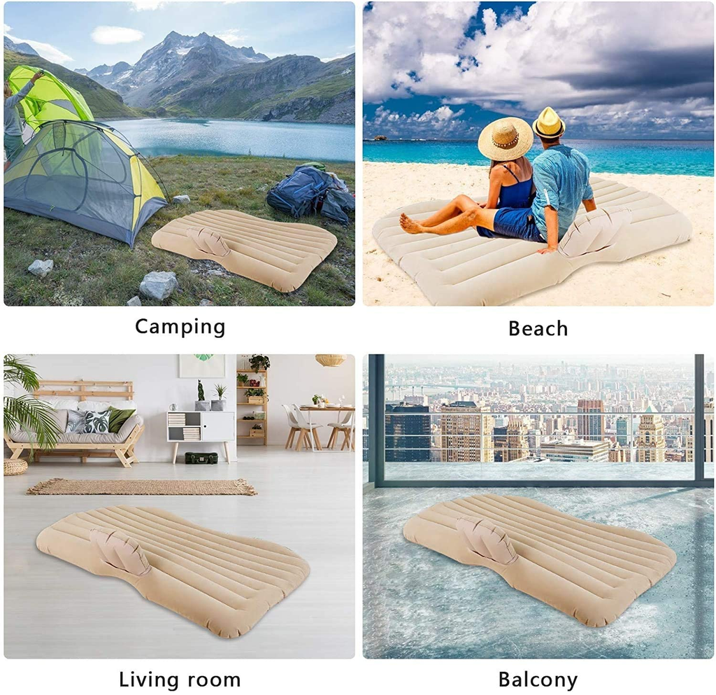 Flanxus Luxury Beige Foldable Car Air Mattress Bed with Electric Pump (Pack of 10)