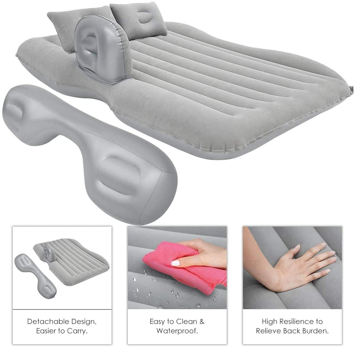 Flanxus Luxury Gray Foldable Car Air Mattress Bed with Electric Pump (Pack of 10)
