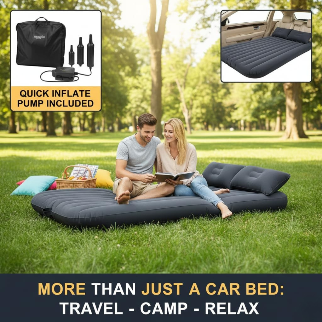 Flanxus Luxury Black Foldable Car Air Mattress Bed with Electric Pump (Pack of 10)