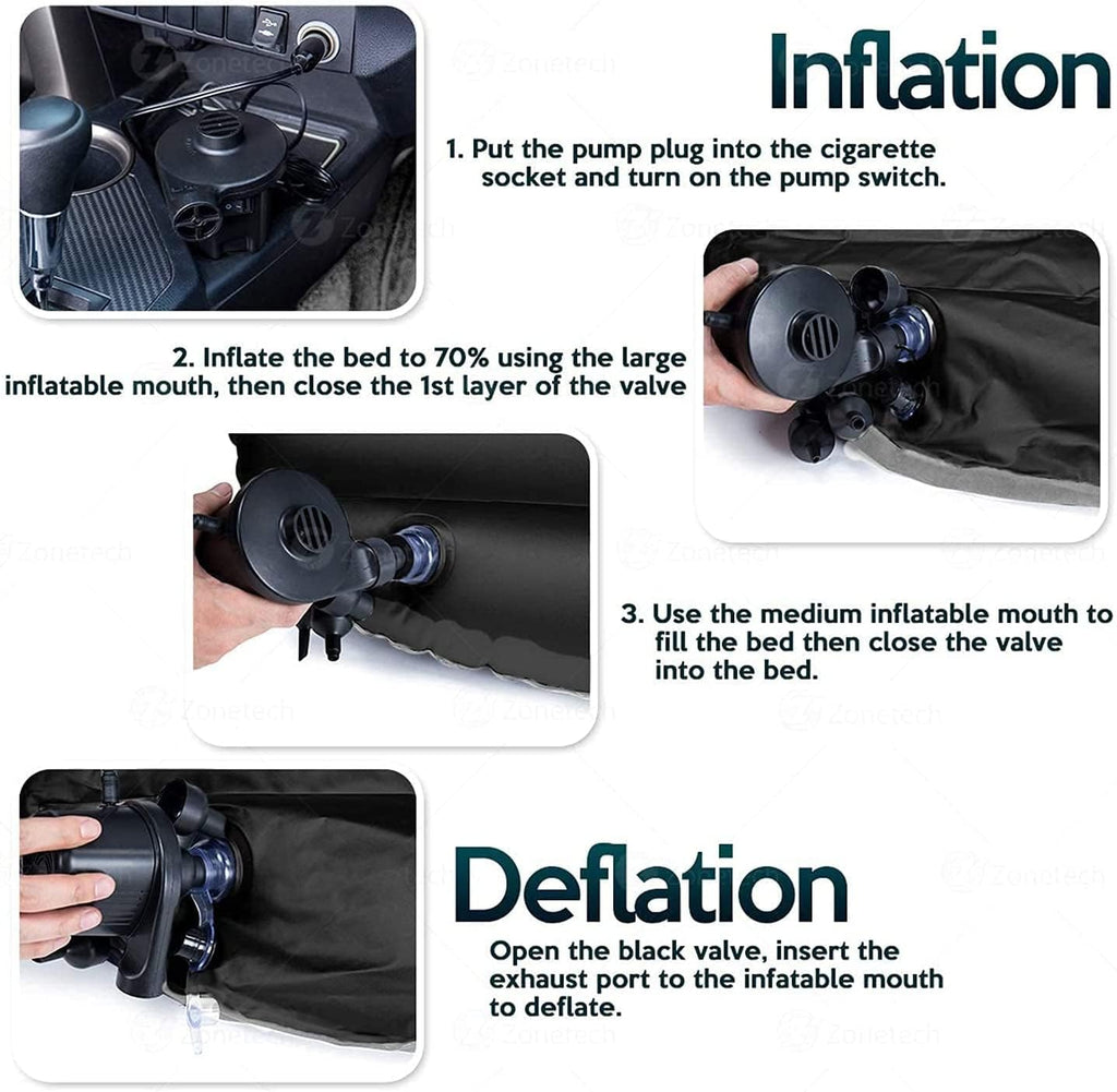 Flanxus Luxury Black Foldable Car Air Mattress Bed with Electric Pump (Pack of 10)